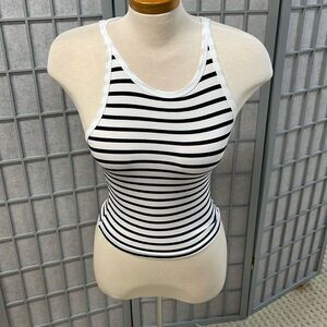 Women’s white and black striped tank top, size small